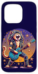 Coque pour iPhone 15 Pro Drôle Chat Rockstar Guitare Joueur Cheveux Métal Glam Rock Band