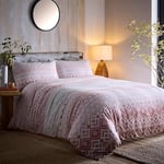 Appletree - Orange Tribal Duvet Cover Set - Single Bedding Size (140 x 200cm) - Terracotta Bohemian Duvet Set - Peach Geometric Bedding Style - Heavy Weight Cosy Set - Super Soft 100% Brushed Cotton