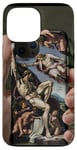 Coque pour iPhone 13 Pro Max Noir Art Déco Floral Michel-Ange Création Of Adam Sixtine