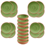 Rustic Swirl - GREEN - Melamine 24 Piece Outdoor Dinnerware - Set for 8