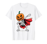 Retro Halloween Dab Skeleton Pumpkin Women Boy Funny Fall T-Shirt