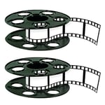 A Beistle Creation S50091AZ2 Beistle 2 Piece Awards Night Movie Reel with Filmstrip Centerpiece Red Carpet Hollywood Party Decorations, Plastic, Black/White