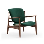 House of Finn Juhl - France Chair, Walnut, Cat. 4 Vidar 1062 - Fåtöljer - Finn Juhl - Grön,Träfärgad - Trä/Textilmaterial