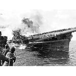 WWII War Attack USS Battleship Franklin 1945 Photo Art Print Canvas Premium Wall Decor Poster Mural