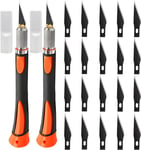 2 pièces Cutter de Précision Couteau Professional Cutter Set couteaux de 20 pièces de lames de rechange et capuchon de protection,orange.[W791]