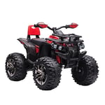 HOMCOM Voiture 4x4 Quad Buggy électrique Enfant 12 V 8 Km/h Max. Effets Lumineux sonores Selle avec Dossier Porte-Bagage Avant métal PP Rouge Noir