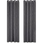 Deconovo Lot de 2 Rideau Thermique Isolant Anti Froid Oeillets Occultant Décorative Rideau Fenêtre Design Moderne Chambre Cuisine Salon Motif Argenté Gris Foncé, 140x290 cm