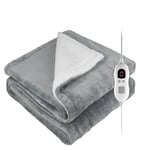 Single Sherpa Electric Heated Soft Fleece Blanket Throw Timer & 7 Heat Settings