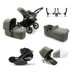 bugaboo Donkey Black Forest Green Donkey Donkey PLATINUM I-Size Barnvagn 5 Mono Complete / inkl. förlängningssats och liggdelsklädsel 5 Complete, Twin adapter och cybex Cloud T babyskydd Black