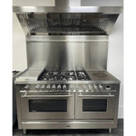 Ilve Roma P15FSWE3/SS 150cm Stainless Steel Dual Fuel Range Cooker with AGQ150/SS 150cm Stainless Steel Wide Chimney Hood and AP4-150 150cm Splashback Included – Ex -Display