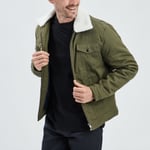 CREEKS - blouson droit zippé col doublé vert kaki homme