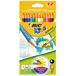 Bic Pochette plastique de 12 crayons couleur Aquacouleurs - mine aquarellable coloris assortis