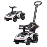 AIYAPLAY Lamborghini 2 in 1 Baby Ride on Push Car Toddler Push Along Car, White