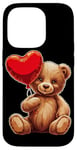 Coque pour iPhone 14 Pro Ours en peluche coeur amour joyeux Saint-Valentin