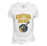 T-Shirt Homme Col V Guitar Hero Guitare Musique Rock