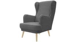 Fauteuil en tissu WILLY 2 coloris anthracite/ pieds naturels