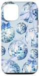 iPhone 14 Aesthetic Light Blue Ribbon Bow & Disco Ball Coquette Case