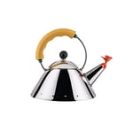 Alessi Kettle 9093/1 Y - Bouilloire Design, Compatible avec la Cuisson par Induction, Fond en Acier Inoxydable 18/10 Brillant avec Poignée et Sifflet-Oisillon en PA, Jaune, 100 cl