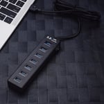 lect carte memoire usb3.0 charging 7 ports wired super speed 5gbps hub with on-off switch led his88641