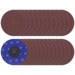 Lot de 25 disques abrasifs à changement rapide de 7,6 cm grain 40 de type R - Disque de conditionnement en oxyde d'aluminium pour meuleuse à matrice et coupe rapide, rouge et marron