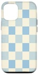 Coque pour iPhone 15 Pro Carreaux vichy bleu clair motif rustique à carreaux