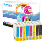 Lot de 8 cartouches jet d'encre type Jumao compatibles pour Epson Stylus DX3850 +Fluo offert