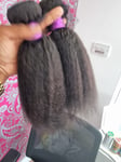 PERUVIAN VIRGIN HUMAN HAIR 12+12 INCH KINKY STRAIGHT 200g 2BUNDLES 12A FAST SHIP