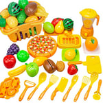 Accessoires de Cuisine Jouets, 33 Pièces Jouet de Cuisine pour Enfant, Ustensiles de Cuisine Enfant, Cuisine Enfant Plastique, Legumes et Fruits Jouet Enfant pour Jeu de Rôle 3+ Ans