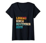 Womens 15 Year Old Legend Since November 2009 Vintage 15th Birthday V-Neck T-Shirt