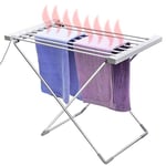 BAKAJI Étendoir à Linge électrique électrique 120 W Sèche-Linge Chauffant Pliable avec 8 Barres étendoirs à Linge en Aluminium, Dimensions 94 x 74 x 50 cm