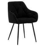 WOLTU Chaise de Salle à Manger, Chaise de Cuisine Rembourrée avec Dossier, Accoudoirs, Pieds en Métal, Chaise Ergonomique pour Salon, Bureau, Coiffeuse, en Velours, Noir, EZS02sz-1