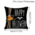 45 cm Pellava Halloween-tyynynpäällinen Pumpkin Bat Wizard Ghost Halloween-sisustus kodin koristeelliselle sohvalle autotuolin koristeluun tyynyliina