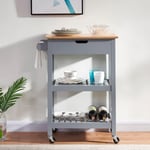 Wooden Kitchen Drinks Trolley/Cart/Island/Worktop on Wheels