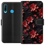 Huawei P30 lite Svart Plånboksfodral Intensiva blommor