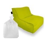 Set Daddy Cool fauteuil XL + polystyrène 100 x 90 x 70cm intérieur & extérieur, déhoussable et résistant aux UV, Vert