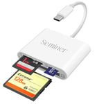 Lecteur de Carte SD, Seminer 3in1 Adaptateur de Carte Mémoire USB C 5Gbps Lecture Ecriture pour SD SDXC SDHC CF CFI TF Micro SD Micro SDXC Micro SDHC Cards for Windows Linux Mac OS