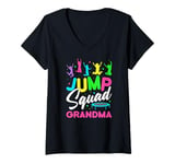 Womens Jump Squad Grandma Trampoline Bounce Birthday Trampolining V-Neck T-Shirt