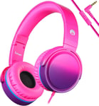 Casque Audio Pour Enfants, 982 Auriculaire Avec Fil, Casque Audio Stéréo Hd Avec Micro, Casque Audio Jack 3.5 Mm - Réglable, Léger, Confortable Et Pliable (Rose)[CAS314154]