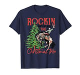 Retro Cowboy Ride Horse Rockin Around The Christmas Tree T-Shirt