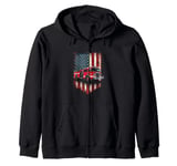 Fire Truck American Flag Rug Zip Hoodie