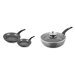 Tower Cerastone T81282X 2 Piece Forged Frying Pan Set with Non-Stick Coating and Soft Touch Handles, 20/28cm, Graphite & T81202 Cerastone Forged Multi-Pan, 28 cm, Graphite