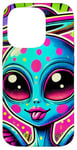 Coque pour iPhone 14 Pro Alien coloré avec halo et ailes Pop Art cool