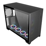 SaharaGaming P480MB-S Boîtier PC ATX RGB (4 Ventilateurs ARGB à Anneau Unique de 12 cm, Gestion des câbles, hub de Ventilateur à 10 Ports, PWM, Sync) Noir