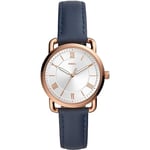 Fossil Montre pour Femmes Copeland, Mouvement à Quartz, Boîtier en Acier Inoxydable or Rose de 34 mm avec Bracelet en Cuir, ES4824