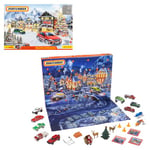 Matchbox Calendrier de l'avent, contient 24 surprises dont 11 petites voitures et 13 accessoires, pour enfants dès 3 ans, GXH01