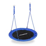 Relaxdays Balançoire nid d'oiseau rond 110 cm à suspendre enfant adulte jardin extérieur Ø 110 cm, 100 kg, bleu