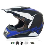 Casque Moto Cross Enfant,Casque Moto Enfant Adoptez Un Design Cool Casque Downhill pour Enfants avec Gants/Lunettes/Masque/Filet à Elastique(6 PCS) Convient pour Toutes Les Saisons (57-58CM)