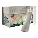 Lit Enfant Toboggan & Tente "Scott Dino" 90x200cm Blanc