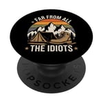 Mème drôle sur la nature, loin de tous les idiots, mèmes de randonnée amusants PopSockets PopGrip Adhésif