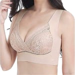 Woasvad Rosy Lift – Plus Size Comfort Extra Elastic Wireless Support Lace Bra, Invisible Seamless Bra, Seamless 5d Wirefree Memory Bra, Sexy Lingerie Underwear (Beige, L)